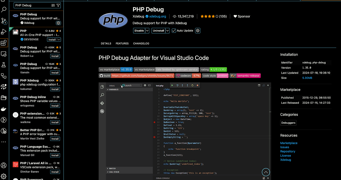 PHP Debug Extension for VSCode