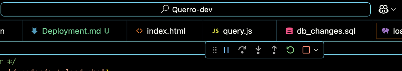 VSCode Debugger Bar